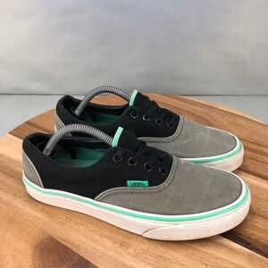 Vans Era Low Top Canvas Sneakers Black Gray Mint Shoes Womens 7 Skate